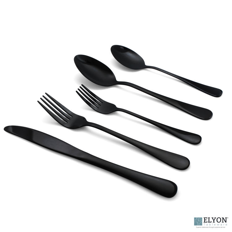 Picture of Elyon Tableware ELYON-35172 Elyon Luly Matte Black 20-Piece Flatware Set&#44; Stainless Steel&#44; Service For 4