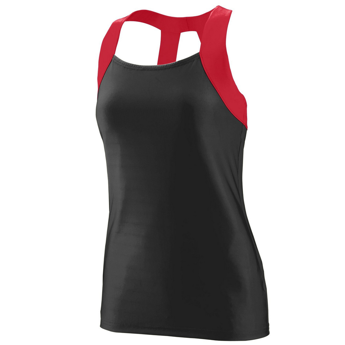 Picture of Augusta 1208A-Black- Red-M Ladies Open Back Tank&#44; Black & Red - Medium