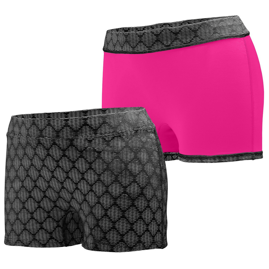 Picture of Augusta 1227A-Black Plexus- Power Pink-2X Ladies Impress Short&#44; Black Plexus & Power Pink - 2X
