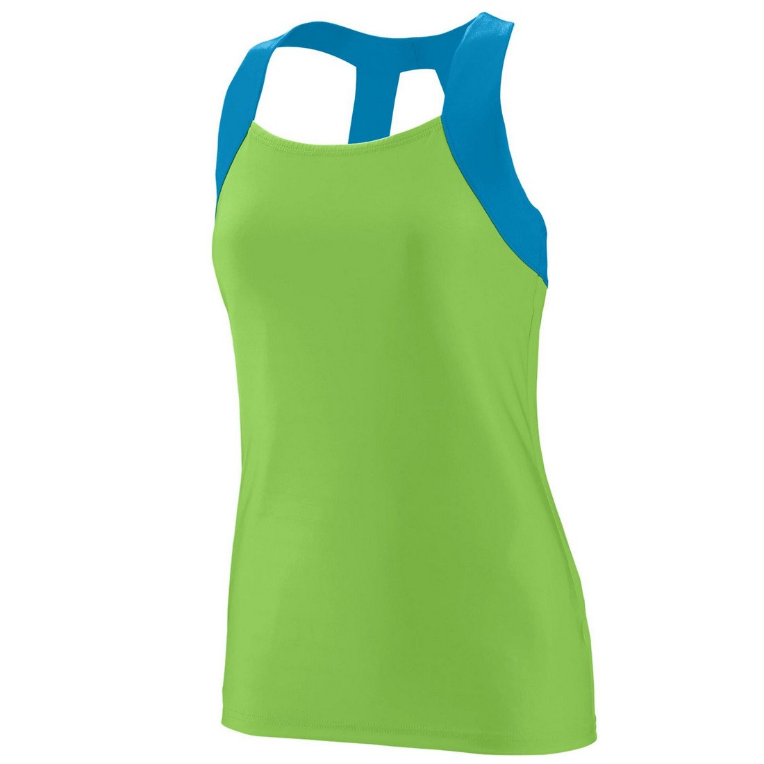 Picture of Augusta 1208A-Lime- Power Blue-M Ladies Open Back Tank&#44; Lime & Power Blue - Medium