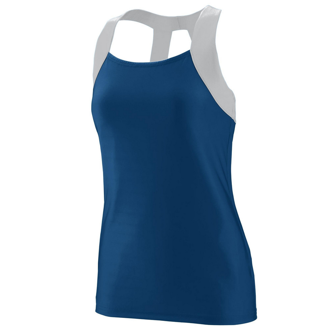 Picture of Augusta 1208A-Navy- Metallic Silver-XL Ladies Open Back Tank&#44; Navy & Metallic Silver - Extra Large