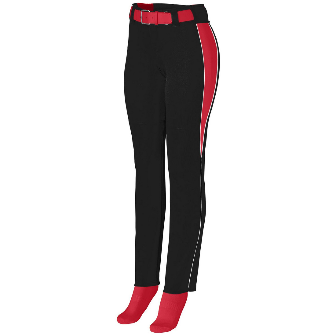 Picture of Augusta 1242A-Black- Red- White-L Ladies Outfield Pant&#44; Black&#44; Red & White - Large