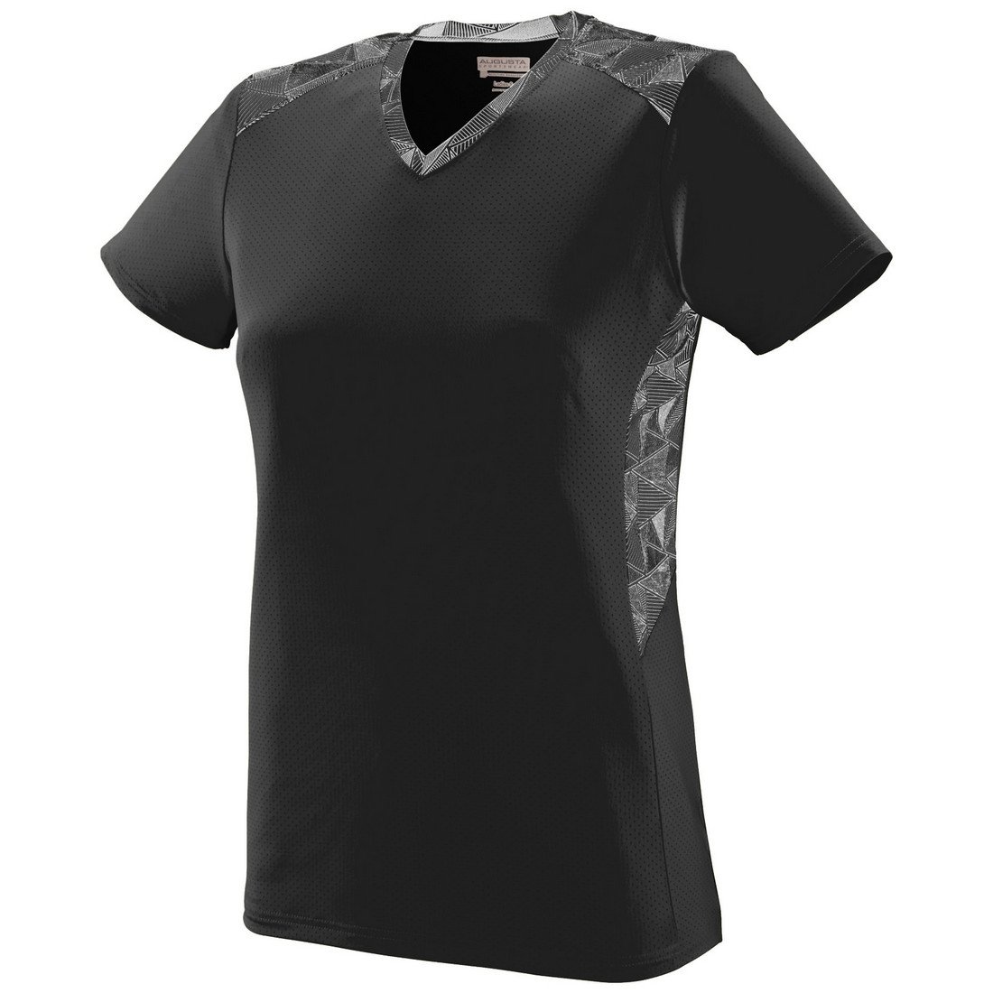 Picture of Augusta 1360A-Black- Black White Print-XL Ladies Vigorous Jersey&#44; Black-Black White Print - Extra Large