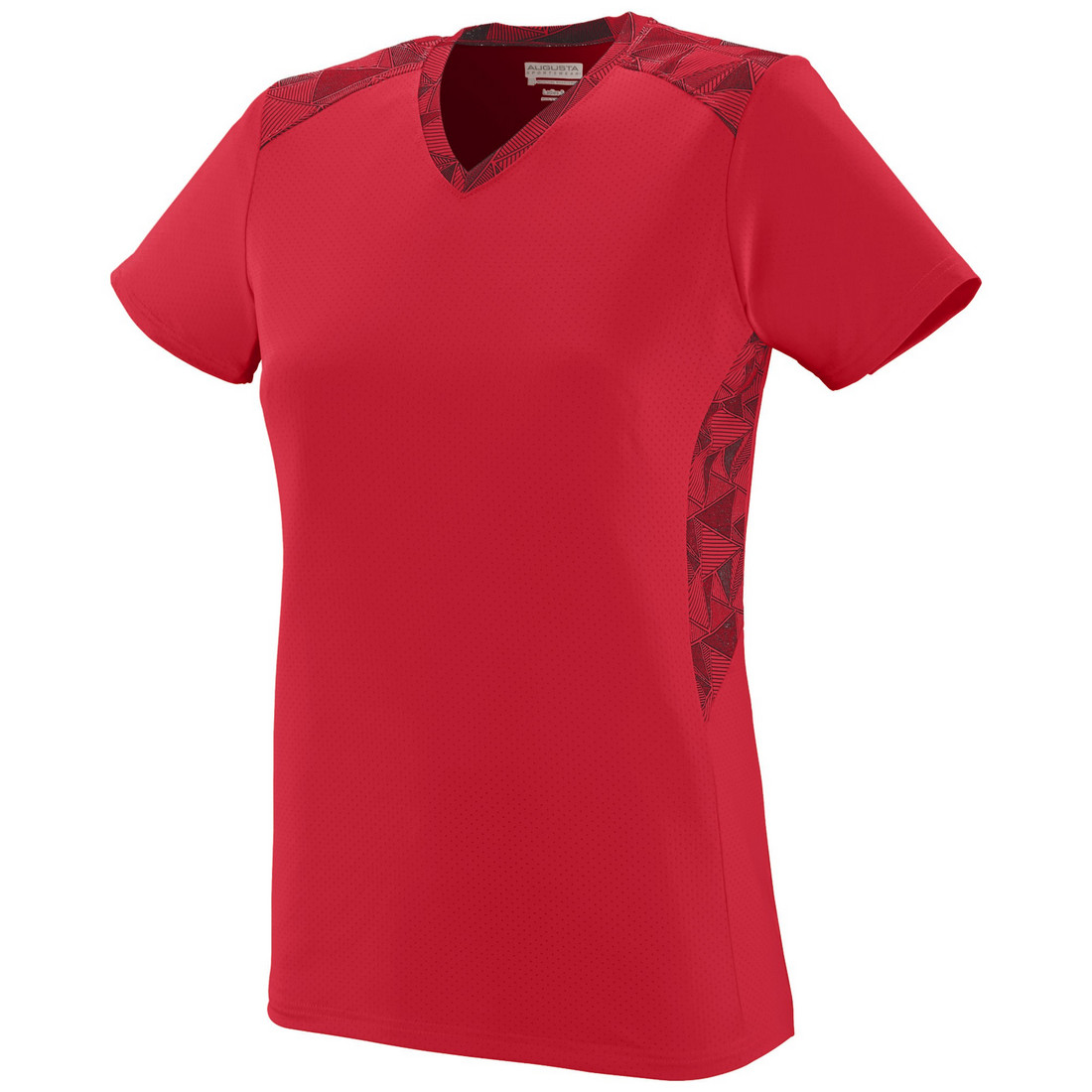 Picture of Augusta 1361A-Red- Red Black Print-S Girls Vigorous Jersey&#44; Red & Red Black Print - Small