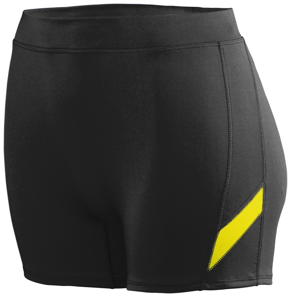 Picture of Augusta 1335A-Black- Power Yellow-2X Aug Ladies Stride Short&#44; Black & Power Yellow - 2X