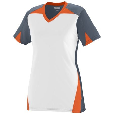 Picture of Augusta 1365A-Graphite- White- Orange-2X Ladies Matrix Jersey&#44; Graphite&#44; White & Orange - 2X