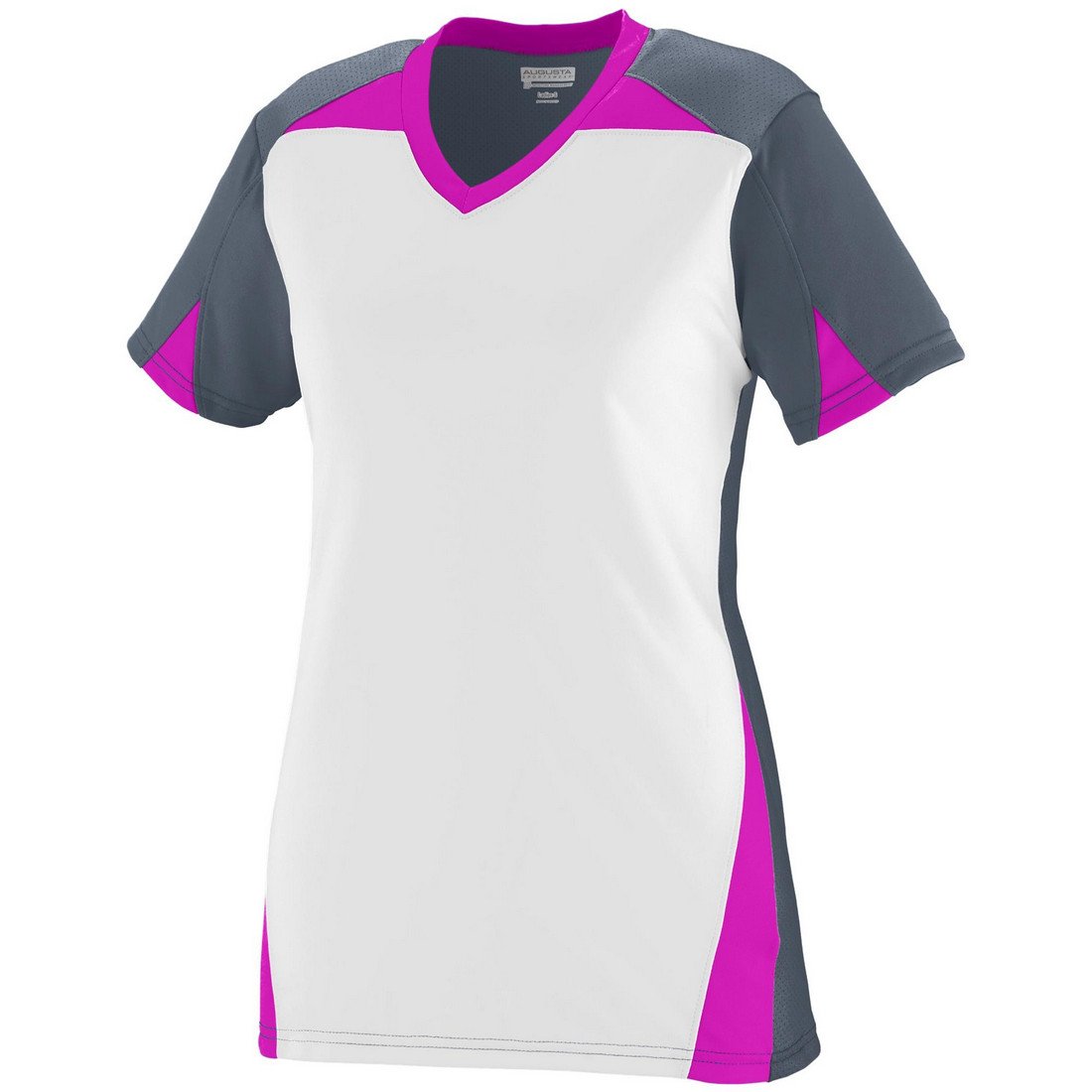 Picture of Augusta 1366A-Graphite- White- Power Pink-S Girls Matrix Jersey&#44; Graphite&#44; White & Power Pink - Small
