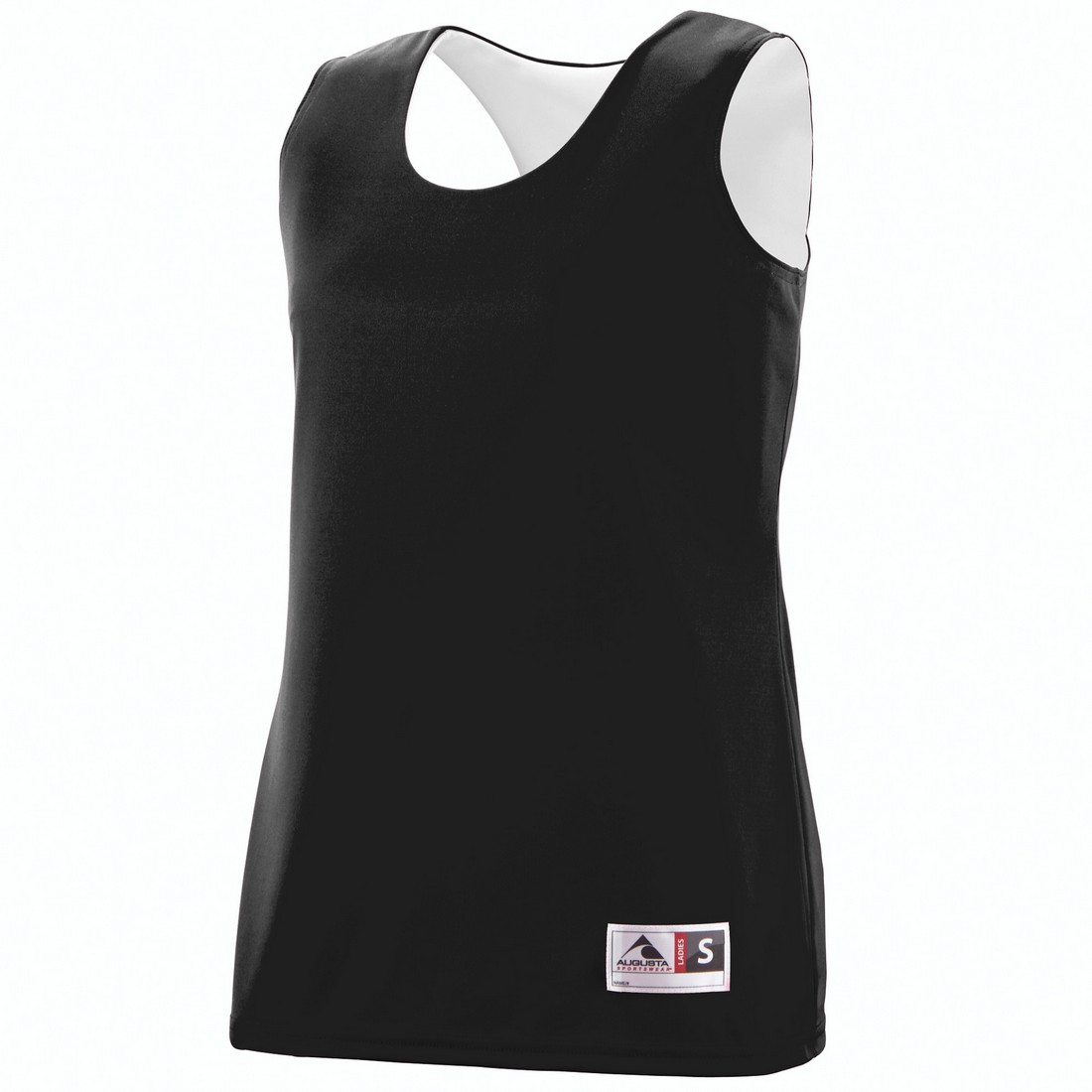 Picture of Augusta 147A-Black- White-S Ladies Reversible Wicking Tank&#44; Black-White - Small