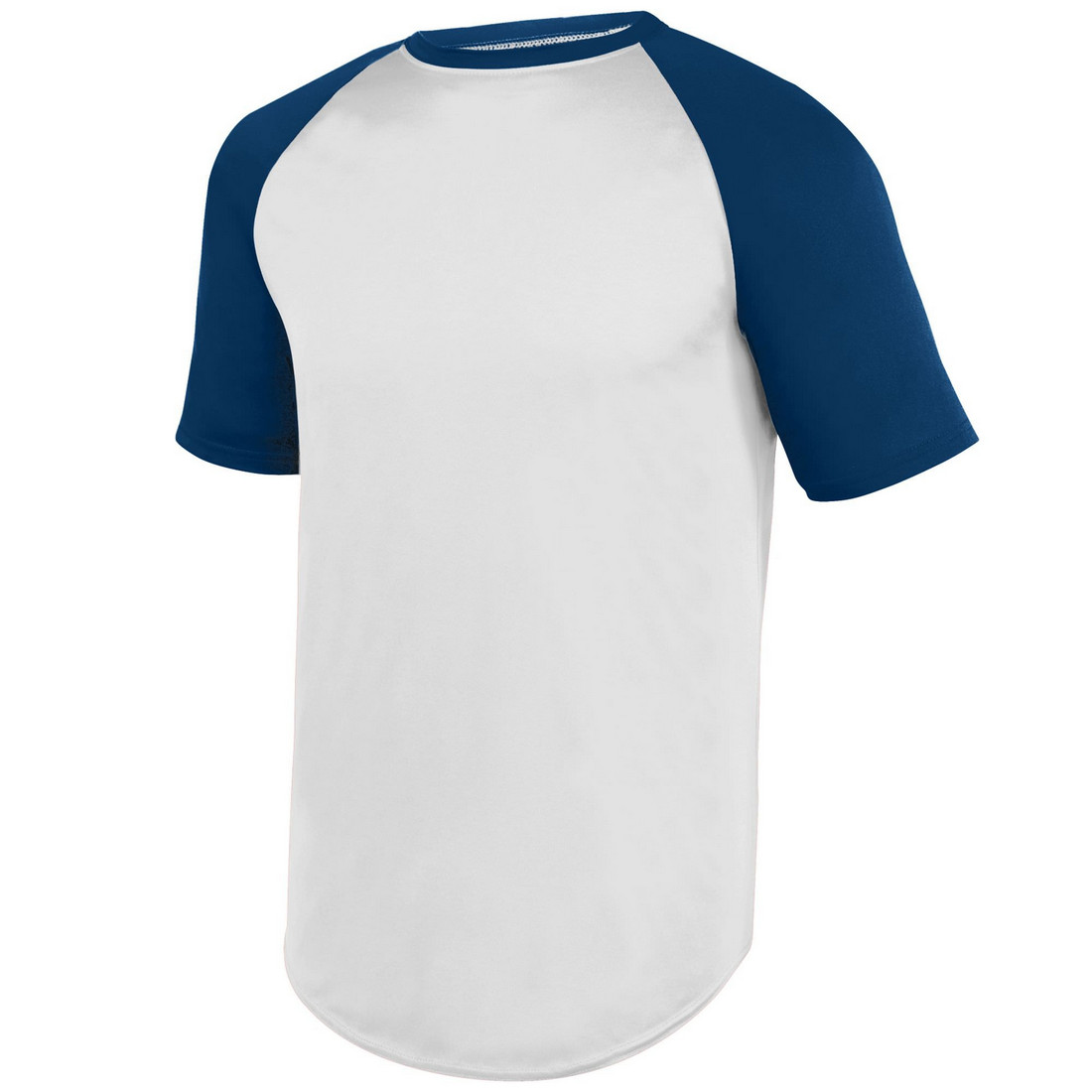 Picture of Augusta 1508A-White- Navy-L Wicking Short Sleeve Baseball Jersey&#44; White & Navy - Large