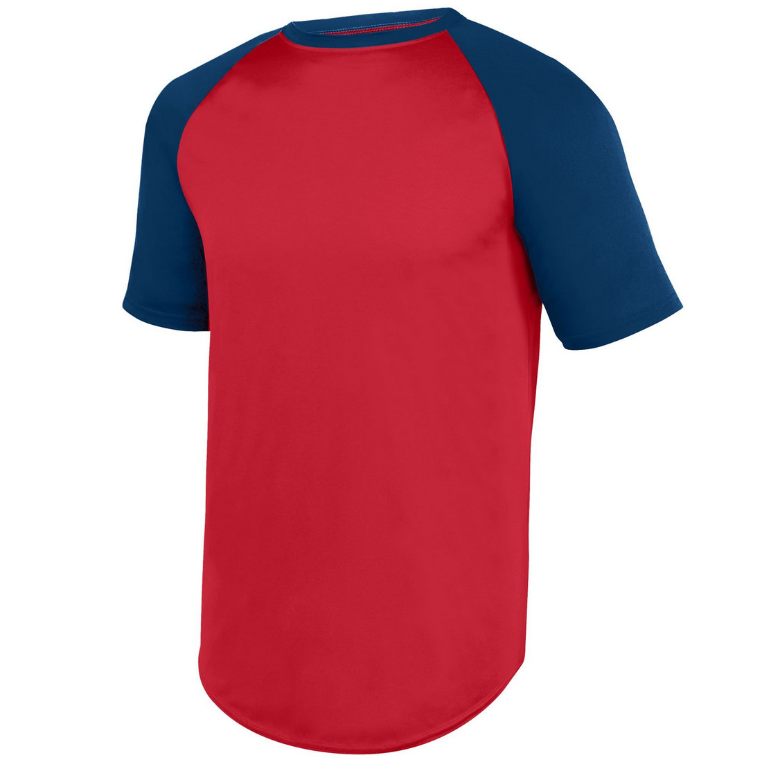 Picture of Augusta 1509A-Red- Navy-L Youth Wicking Short Sleeve Baseball Jersey&#44; Red & Navy - Large