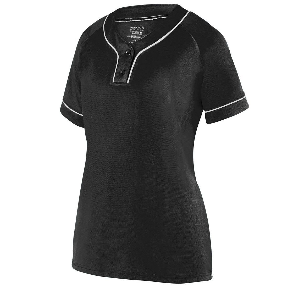 Picture of Augusta 1670A-Black- White-L Ladies Overpower Two-Button Jersey&#44; Black-White - Large