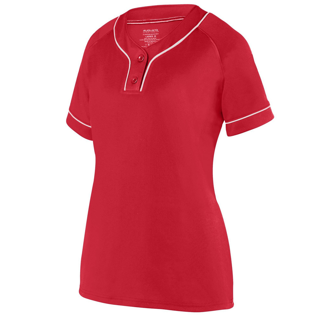 Picture of Augusta 1670A-Red- White-XL Ladies Overpower Two-Button Jersey&#44; Red-White - Extra Large