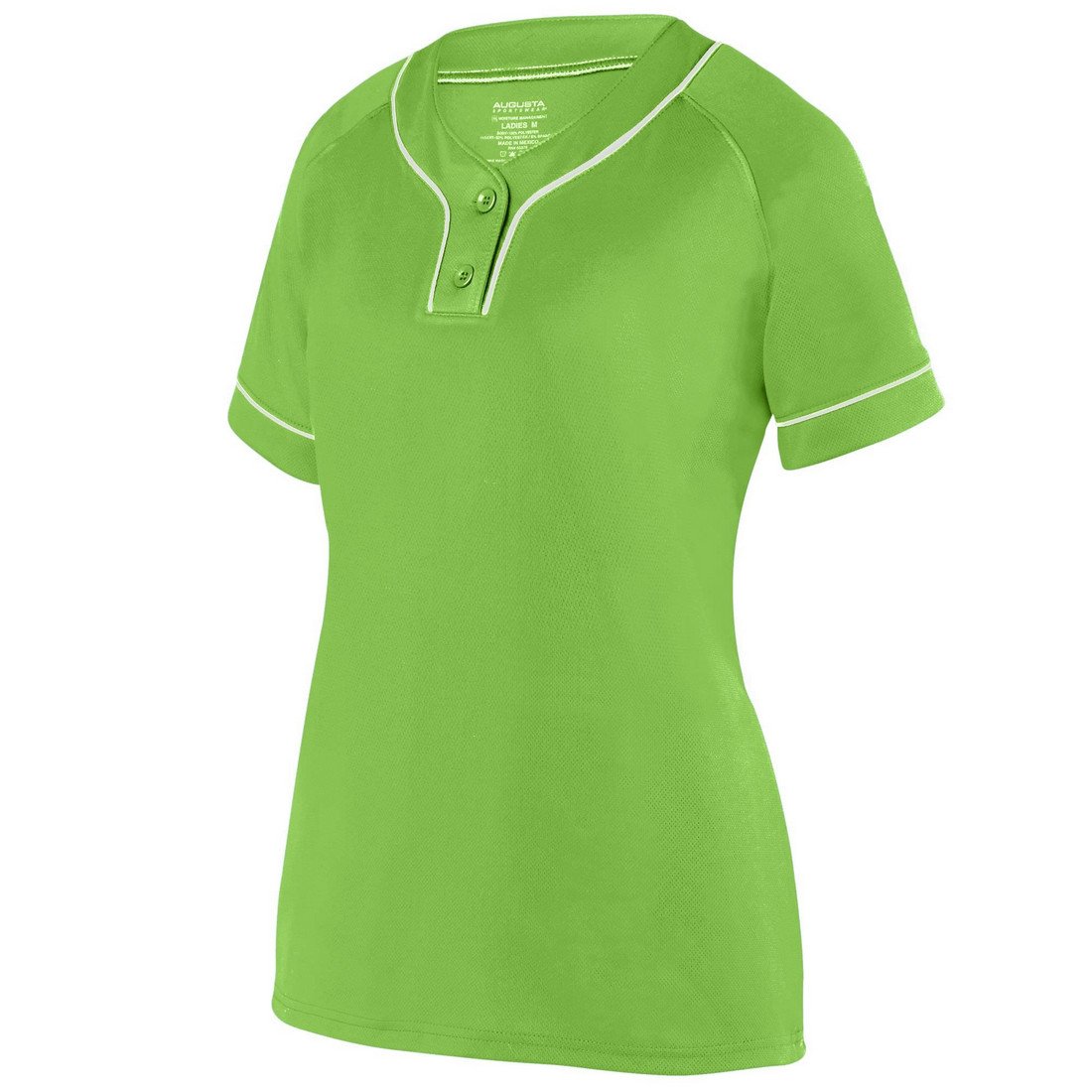 Picture of Augusta 1670A-Lime- White-XL Ladies Overpower Two-Button Jersey&#44; Lime-White - Extra Large