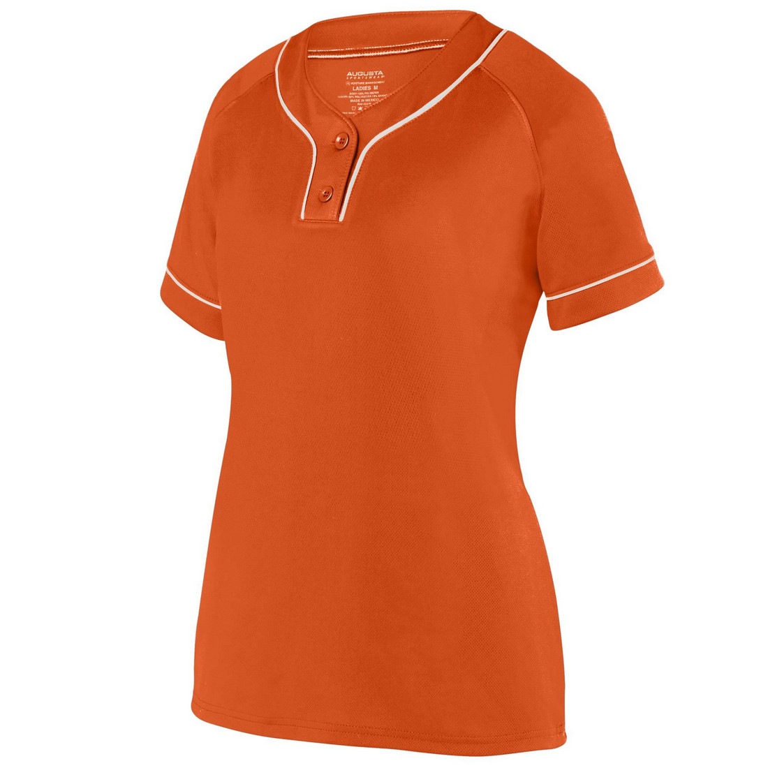 Picture of Augusta 1670A-Orange- White-M Ladies Overpower Two-Button Jersey&#44; Orange-White - Medium