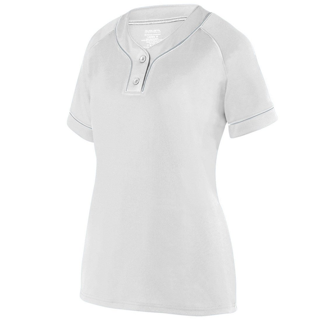 Picture of Augusta 1670A-White- Silver-XL Ladies Overpower Two-Button Jersey&#44; White & Silver - Extra Large