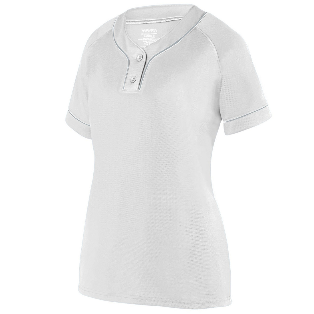 Picture of Augusta 1670A-White- Silver-L Ladies Overpower Two-Button Jersey&#44; White & Silver - Large