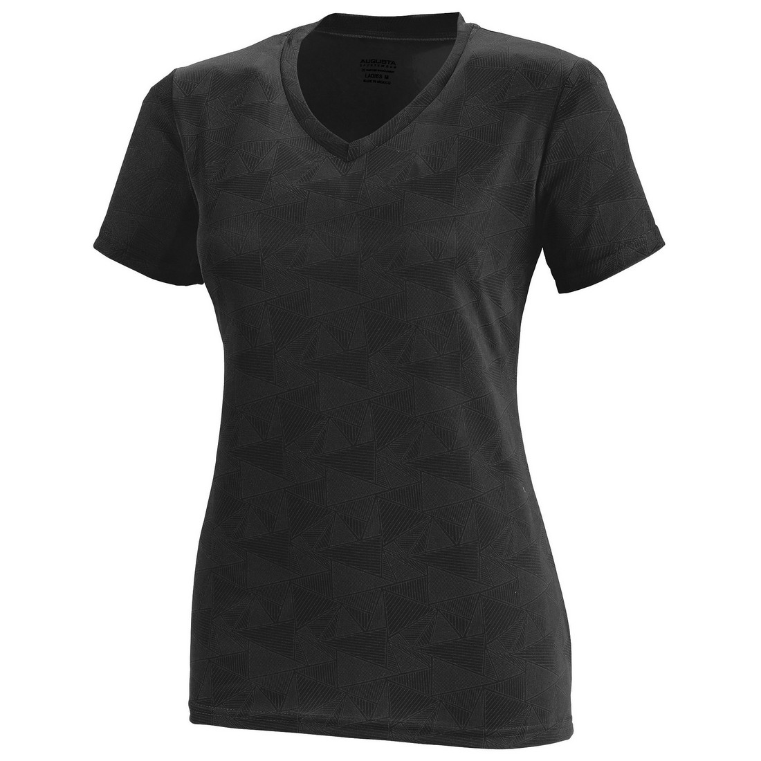 Picture of Augusta 1792A-Black- White Print-XS Ladies Elevate Wicking Tee&#44; Black-White Print - Extra Small