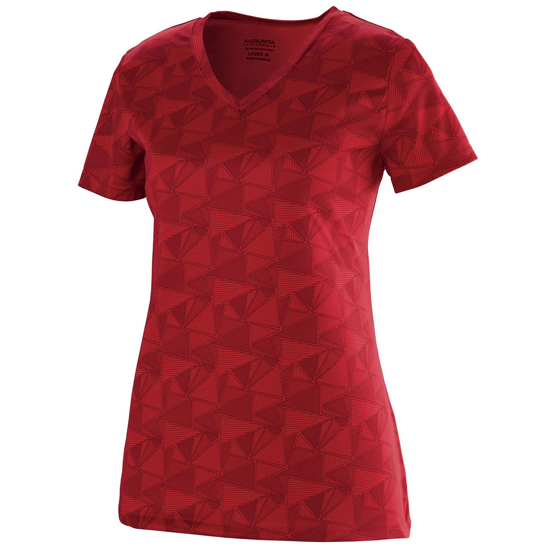 Picture of Augusta 1792A-Red- Black Print-XS Ladies Elevate Wicking Tee&#44; Red-Black Print - Extra Small
