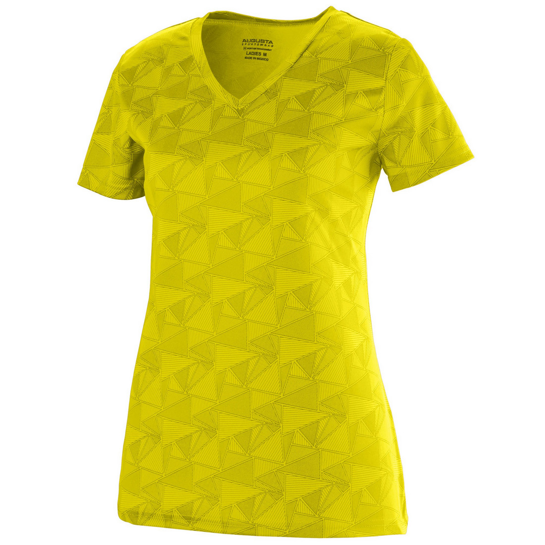 Picture of Augusta 1792A-Power Yellow- Black Print-XS Ladies Elevate Wicking Tee&#44; Power Yellow-Black Print - Extra Small