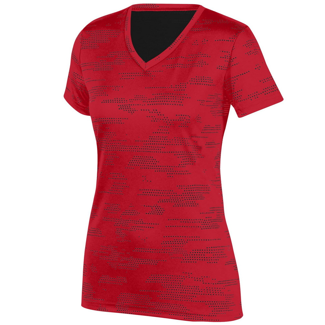 Picture of Augusta 1803A-Red- Black-XS Ladies Sleet Wicking Tee&#44; Red-Black - Extra Small