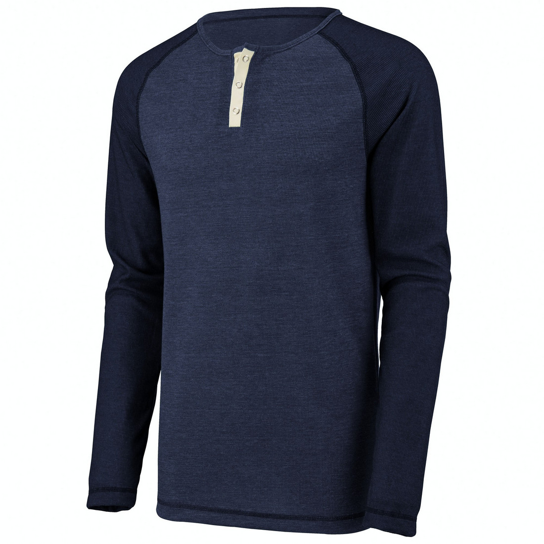 Picture of Augusta 2150A-Navy- Black Fusion-S Linear Fusion Long Sleeve Henley T-Shirt&#44; Navy-Black Fusion - Small