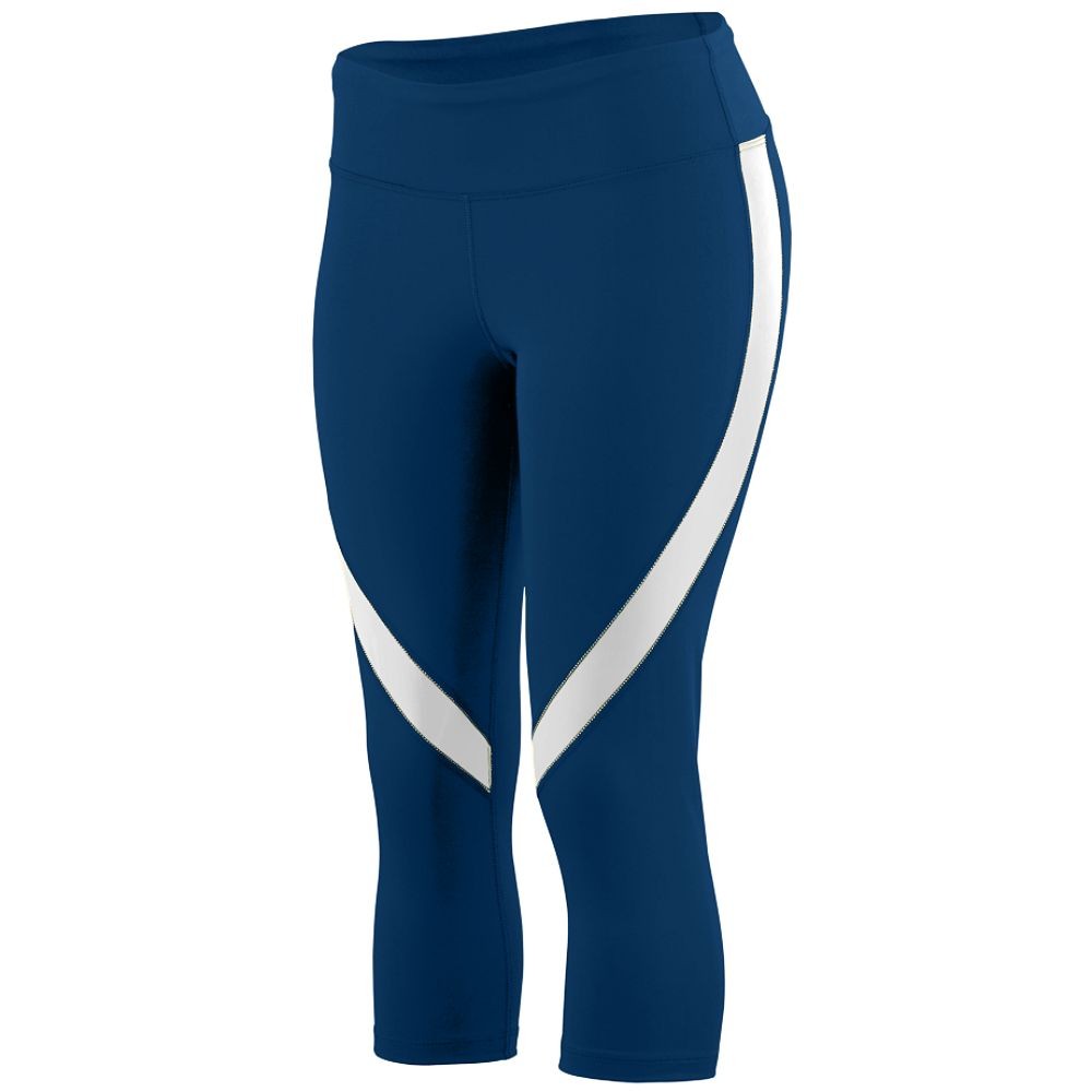 Picture of Augusta 2405TA-Navy- White-MT Ladies Tall Action Color Block Capri&#44; Navy-White - MT