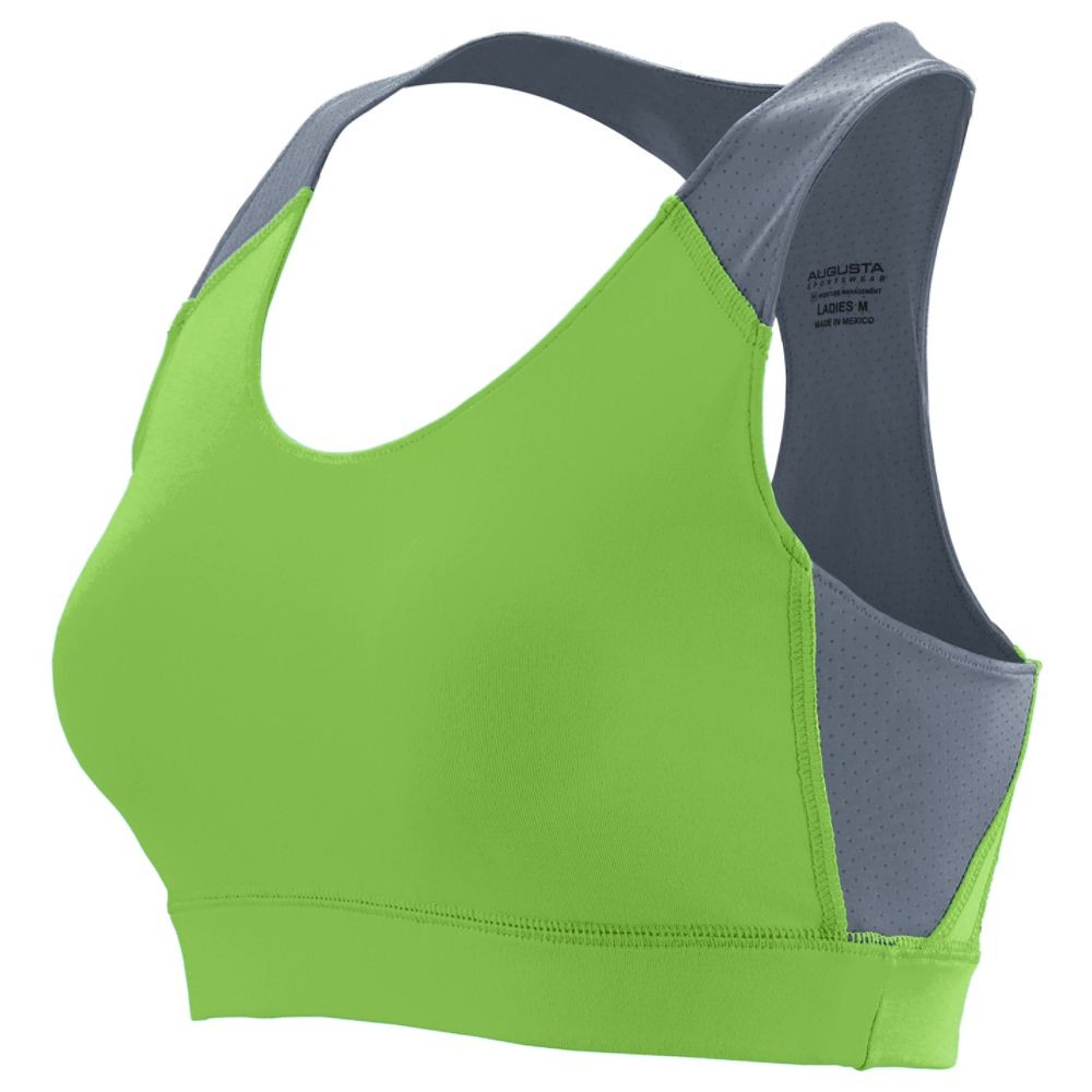 Picture of Augusta 2417A-Lime- Graphite-2X Ladies All Sport Sports Bra&#44; Lime & Graphite - 2X