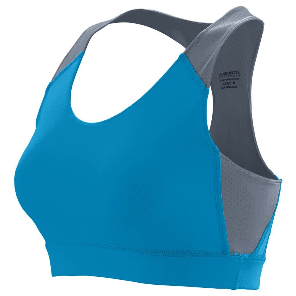 Picture of Augusta 2417A-Power Blue- Graphite-XS Ladies All Sport Sports Bra&#44; Power Blue & Graphite - Extra Small