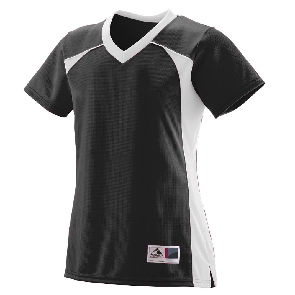 Picture of Augusta 263A-Black- White-S Girls Victor Replica Jersey T-Shirt&#44; Black-White - Small