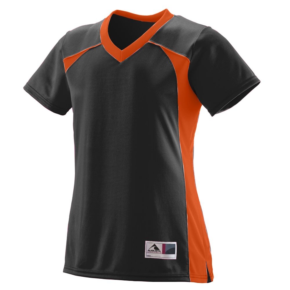 Picture of Augusta 263A-Black- Orange-L Girls Victor Replica Jersey T-Shirt&#44; Black & Orange - Large