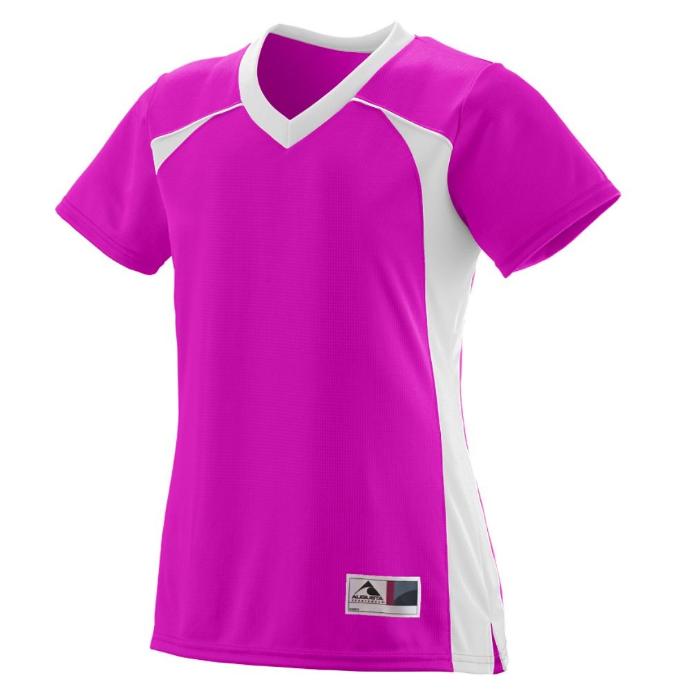 Picture of Augusta 262A-Power Pink- White-XS Ladies Victor Replica Jersey&#44; Power Pink-White - Extra Small