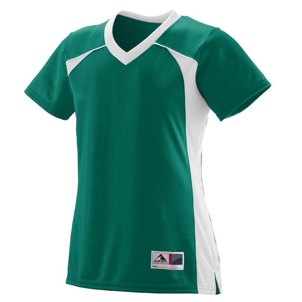 Picture of Augusta 263A-Dark Green- White-S Girls Victor Replica Jersey T-Shirt&#44; Dark Green-White - Small