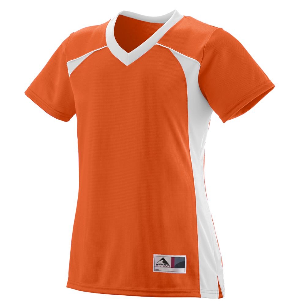 Picture of Augusta 263A-Orange- White-S Girls Victor Replica Jersey T-Shirt&#44; Orange-White - Small