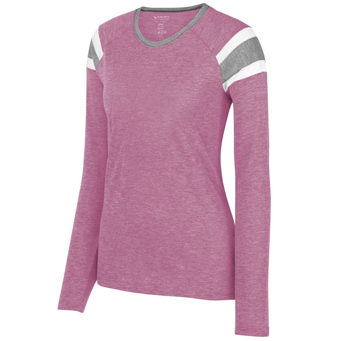 Picture of Augusta 3012A-Power Pink- Slate- White-L Ladies Long Sleeve Fanatic Tee&#44; Power Pink&#44; Slate-White - Large