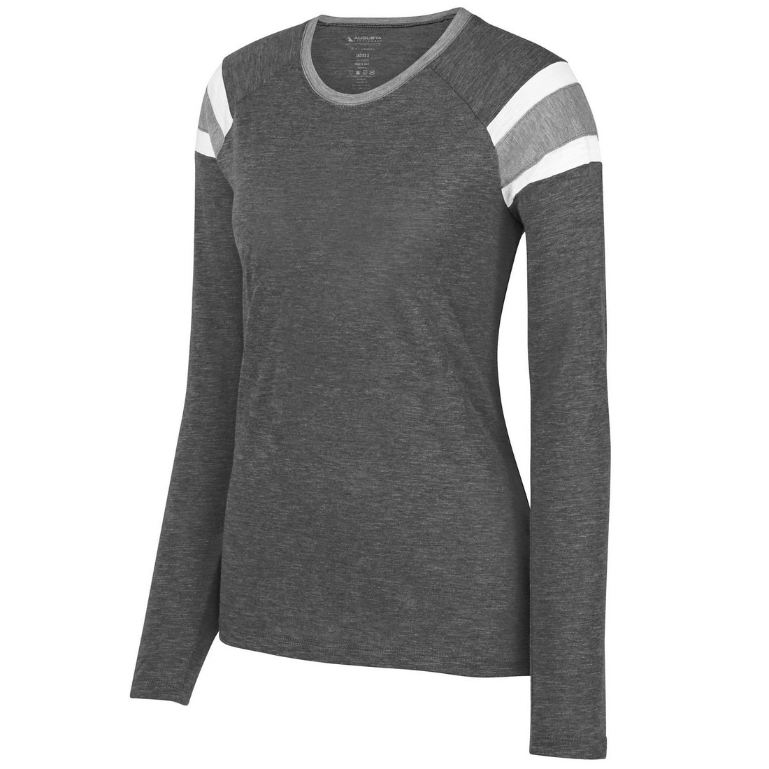Picture of Augusta 3012A-Slate- Athletic Heather- White-XL Ladies Long Sleeve Fanatic Tee&#44; Slate&#44; Athletic Heather-White - Extra Large