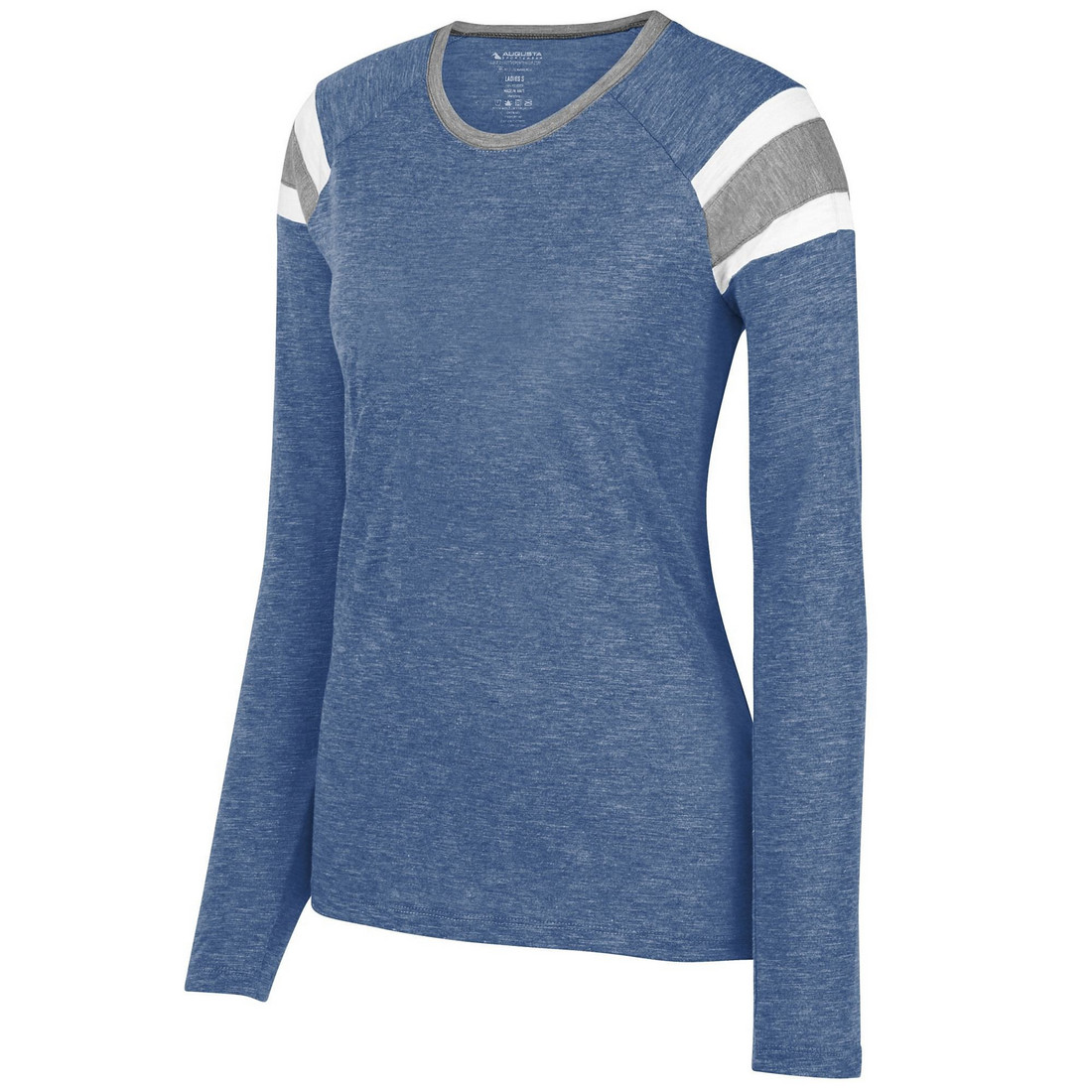 Picture of Augusta 3012A-Royal- Slate- White-S Ladies Long Sleeve Fanatic Tee&#44; Royal&#44; Slate-White - Small