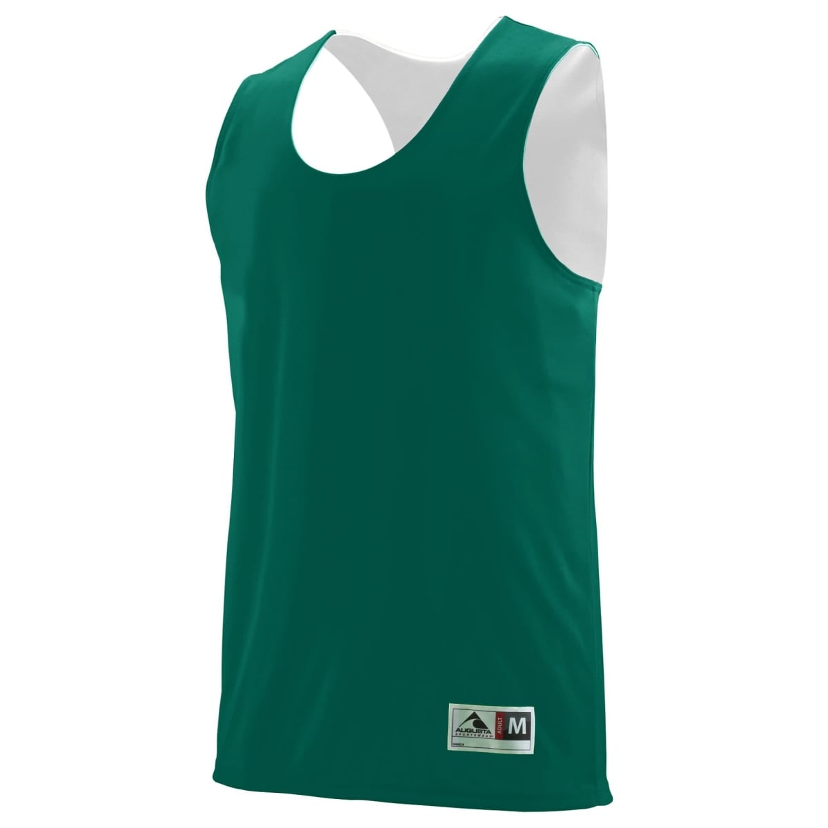 148A-Dark Green- White-M Reversible Wicking Tank, Dark Green & White - Medium