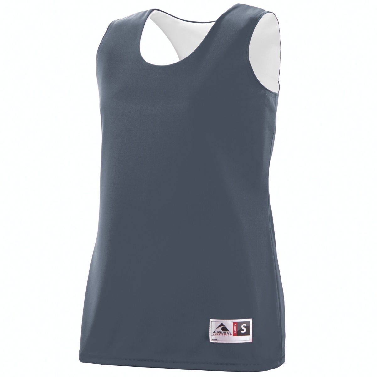 Augusta 147A-Graphite- White-XL Ladies Reversible Wicking Tank, Graphite & White - Extra Large