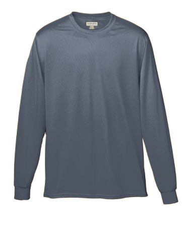 Augusta 789A-Graphite-L Youth Wicking Long Sleeve Tee, Graphite - Large