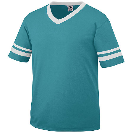 Augusta 360A-Teal - White-M Adult Striped Sleeve Jersey, Teal & White - Medium