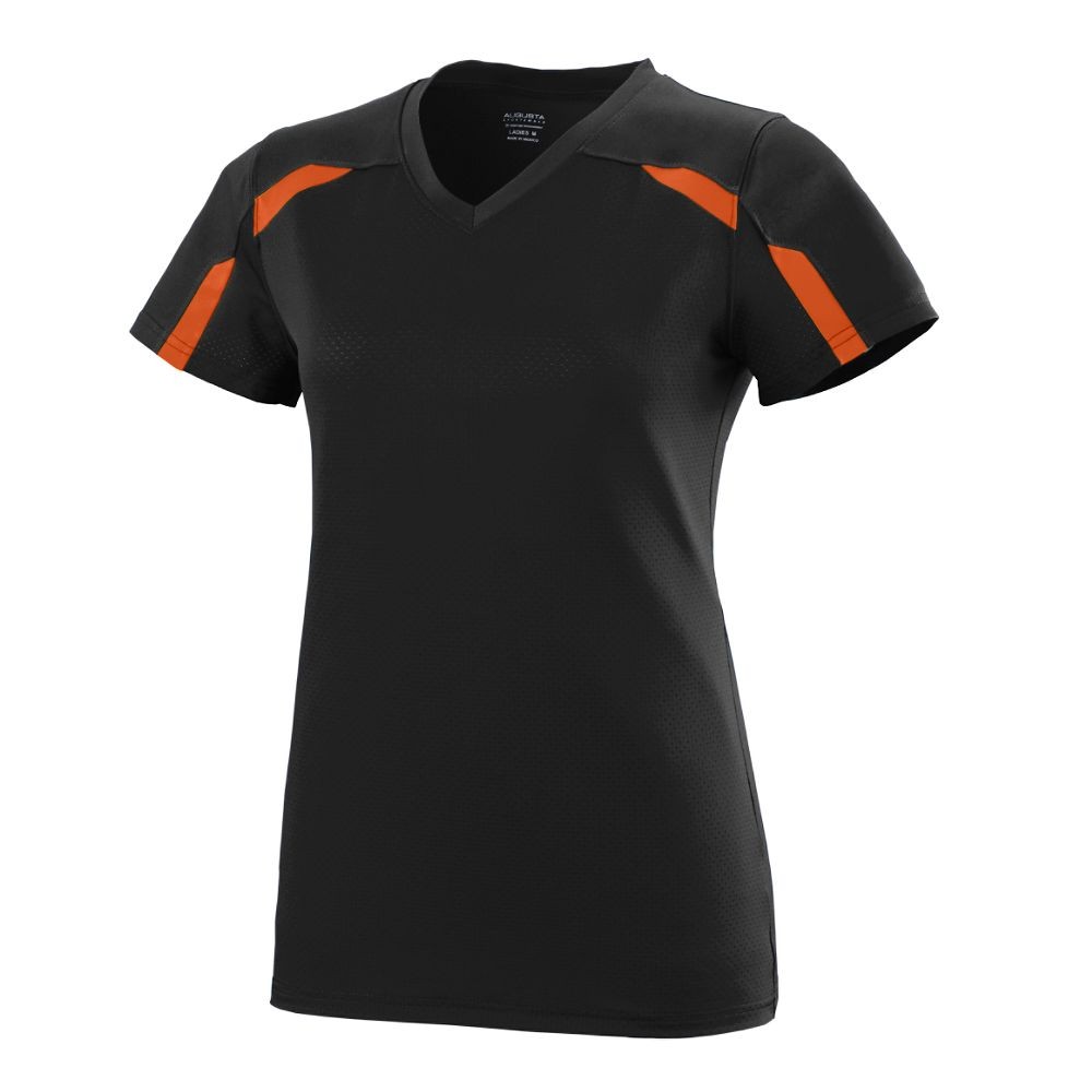 Picture of Augusta 1003A-Black- Orange-S Girls Avail Jersey T-Shirt&#44; Black & Orange - Small