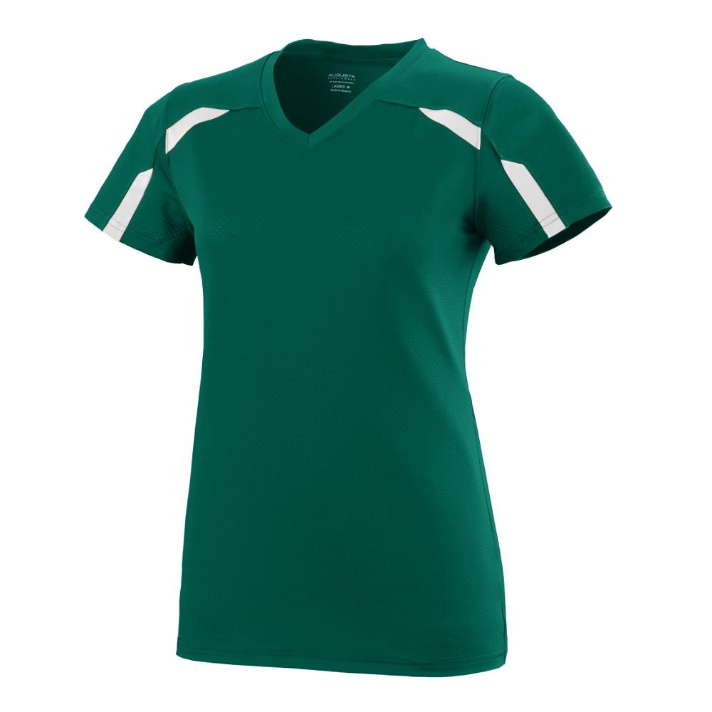 Picture of Augusta 1002A-Dark Green- White-M Ladies Avail Jersey T-Shirt&#44; Dark Green-White - Medium