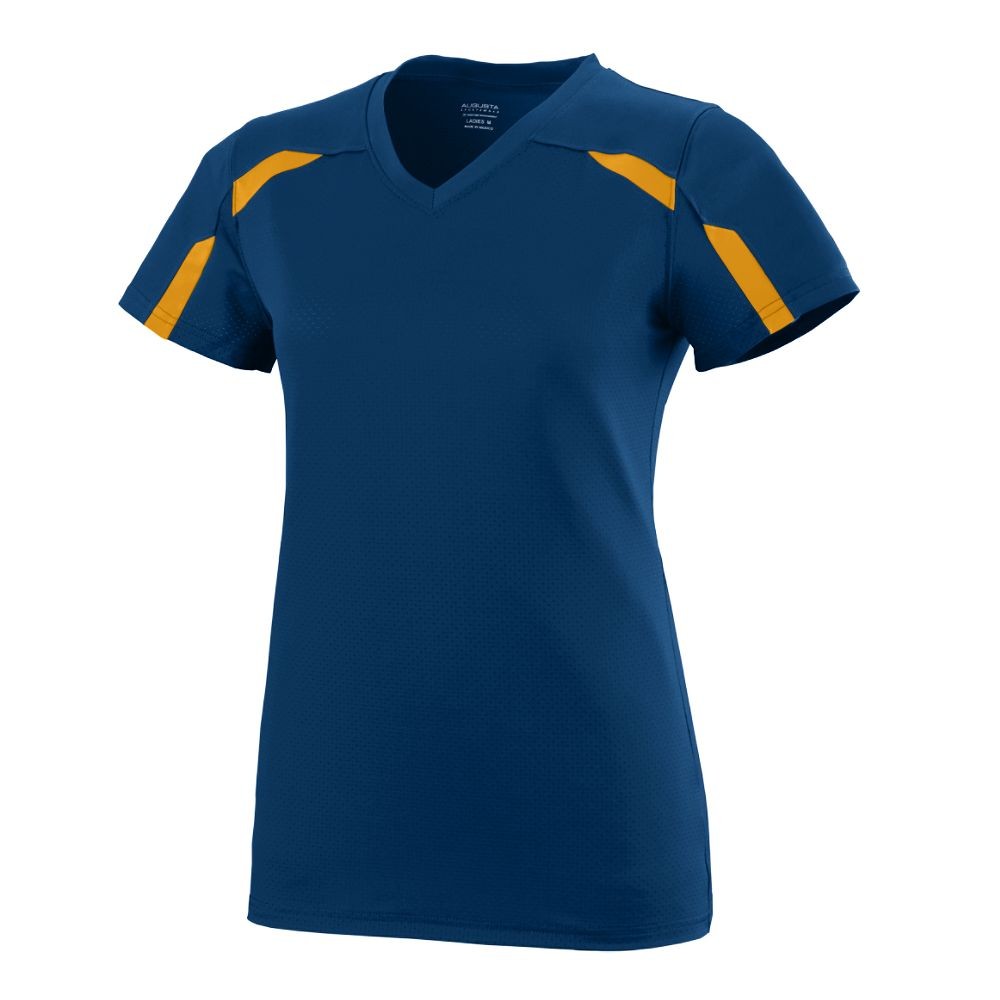 Picture of Augusta 1003A-Navy- Gold-M Girls Avail Jersey T-Shirt&#44; Navy & Gold - Medium