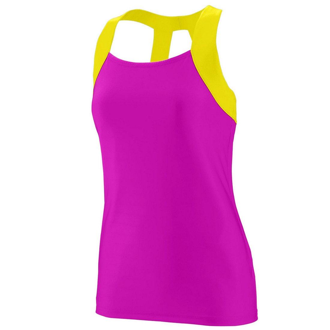 Picture of Augusta 1208A-Power Pink- Power Yellow-L Ladies Open Back Tank&#44; Power Pink & Power Yellow - Large