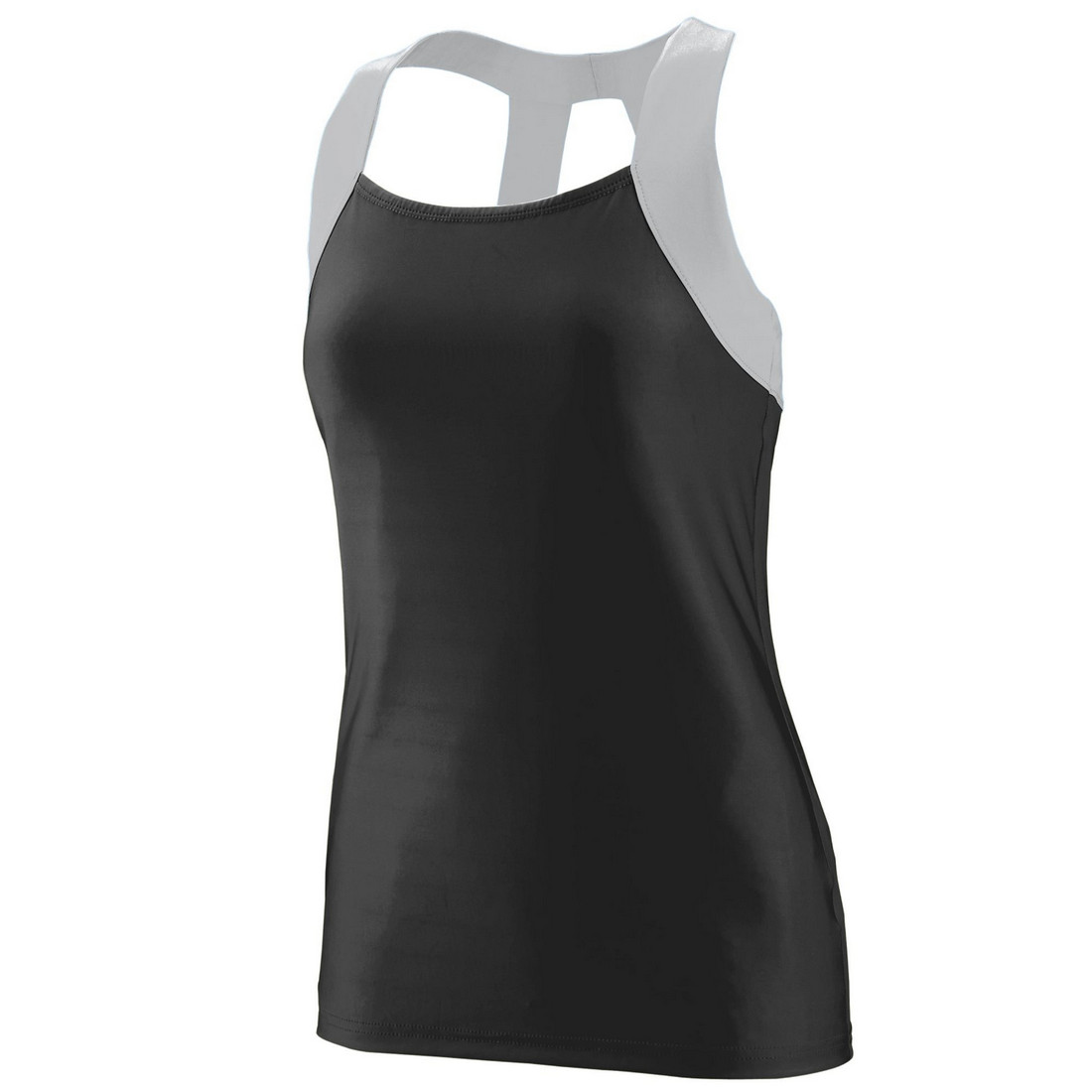 Picture of Augusta 1208A-Black- Metallic Silver-2X Ladies Open Back Tank&#44; Black & Metallic Silver - 2X