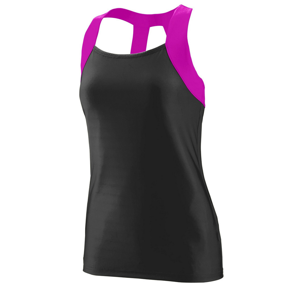 Picture of Augusta 1208A-Black- Power Pink-2X Ladies Open Back Tank&#44; Black & Power Pink - 2X