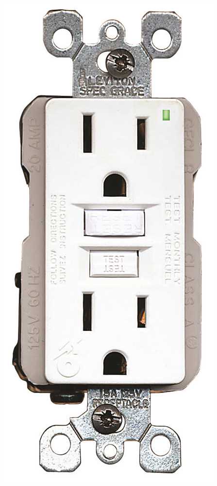 Picture of Leviton Gfnt1-W Leviton Smartlockpro 2-Pole Residential Grade Duplex Gfci Receptacle With Led  White  Nema 5-15R  125 Volts  15 Amps