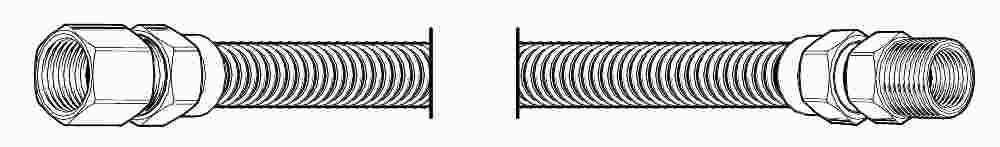 Dormont Mfg. 501094 Watts Stainless Steel Gas Hearth Connector, Black Coated, 3/8 in. OD, 1/4 in. ID, 1/2 in. MNPT x 1/2 in. Mnpt, 24 in. L