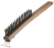Wire Brush with Scraper - Wood Handle - 13.63 in. - 3 x 19 Rows - Durable Design