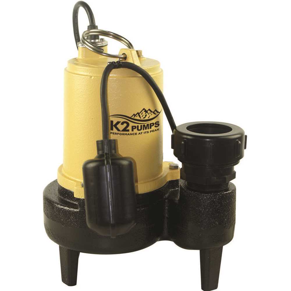 SWW05001TPK 1 by 2HP Cast Iron Sewage Pump with Tethered Switch & Quick Connect Fitting